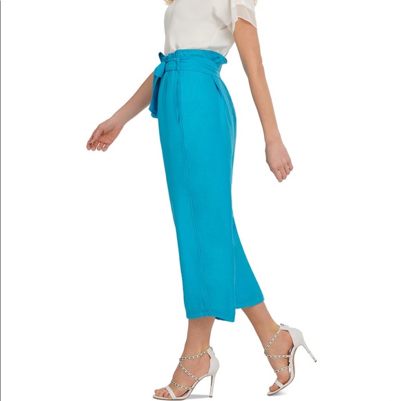 DKNY Solid Pull On Belted Wide Leg Pants - Picture 3 of 12